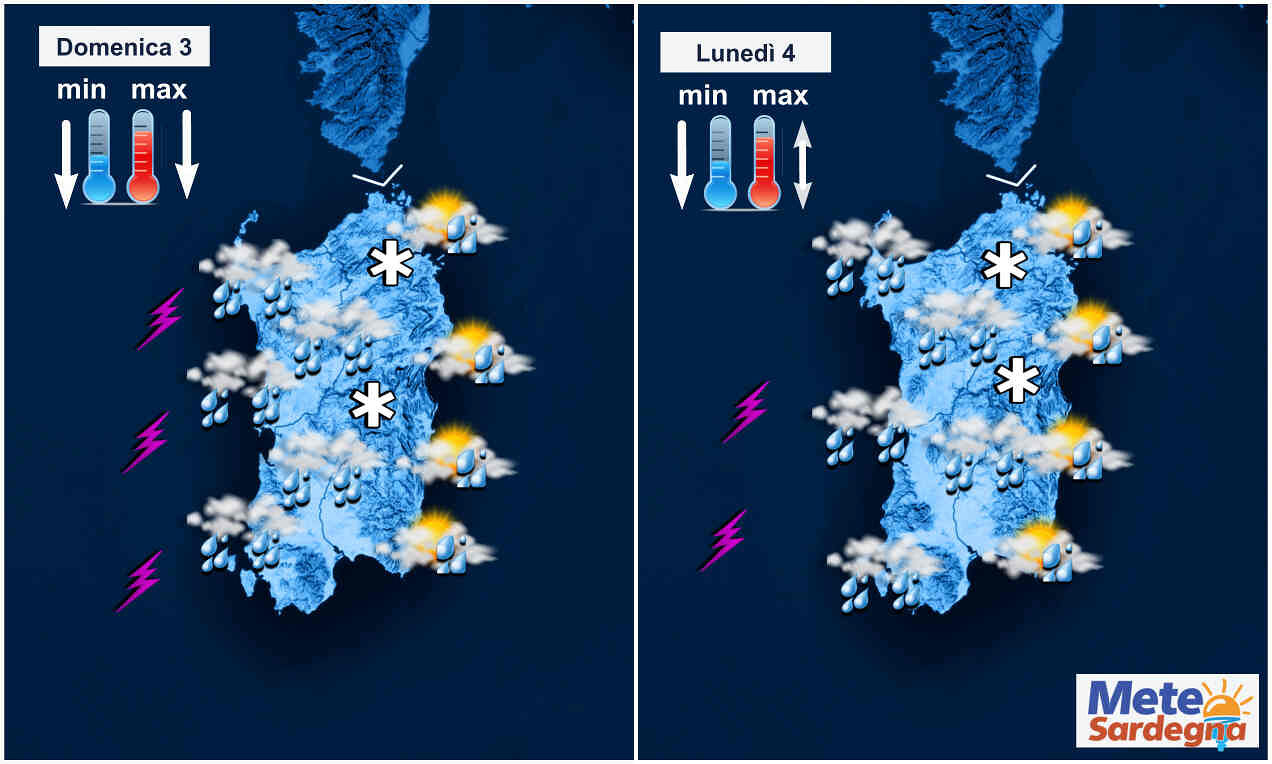 Meteo Sardegna: super neve nell’Isola e pioggia a Cagliari, le previsioni sino all’Epifania