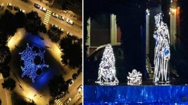 Cagliari, polemica sul “Presepio di plastica” di piazza Galilei: “E’ costato 33 mila euro”