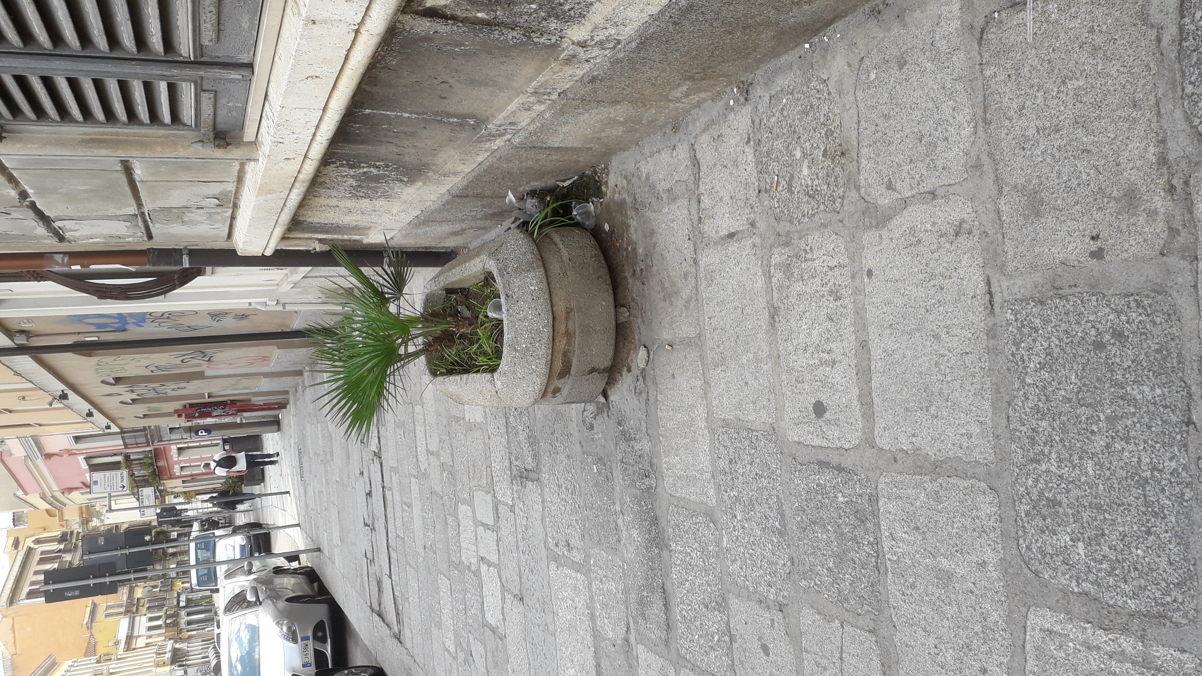 Solitudine e degrado: una fioriera da spostare per valorizzare l’arredo urbano nel cuore di Cagliari