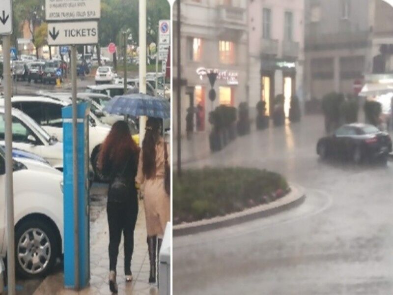 Maxi temporale su Cagliari, strade allagate: fiumi d’acqua in piazza Costituzione