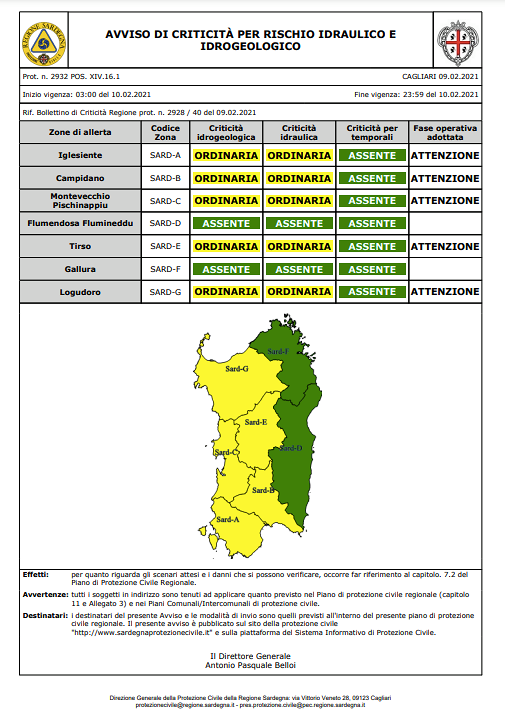 Sardegna, allerta piogge e temporali da stanotte per tutto mercoledì in tutto il Cagliaritano