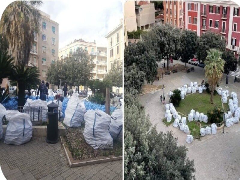 Cagliari, addio al presepe con 45mila bottiglie di plastica in piazza Galilei