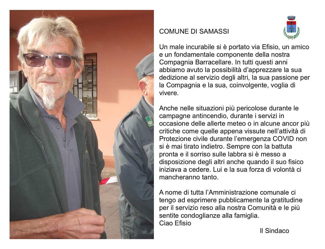 Addio a Efisio Serra, Samassi piange l’eroe delle campagne antincendio