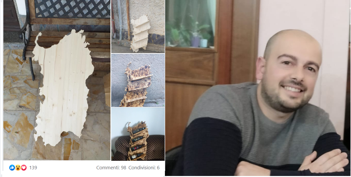 Kekko, self made man in Sardinia: disoccupato e in zona rossa realizza l’Isola in legno e diventa virale