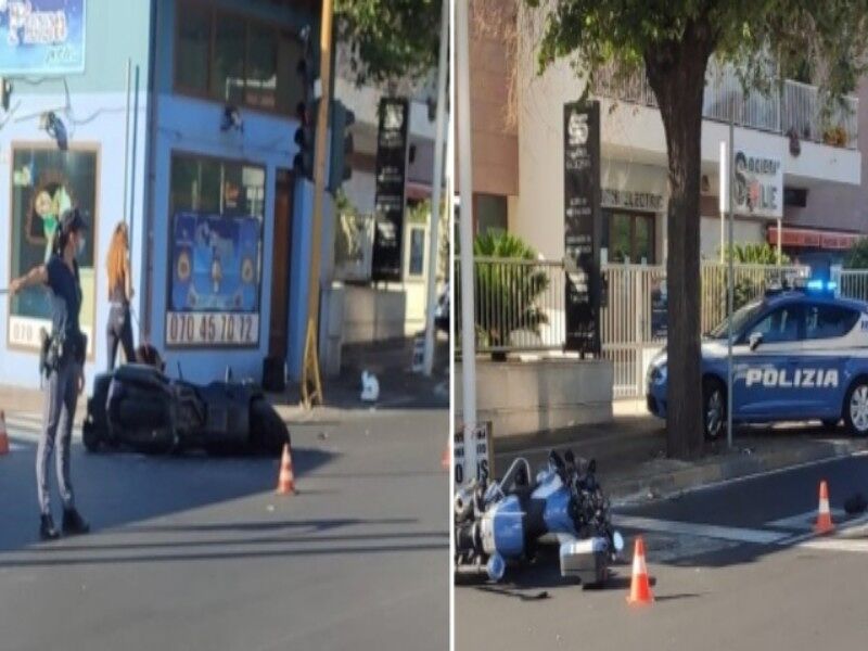 Cagliari, schianto tra due moto nel viale Marconi ingolfato dai lavori: all’ospedale anche un poliziotto