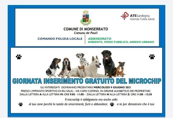 Microchippatura grauita dei cani a Monserrato: ecco quando