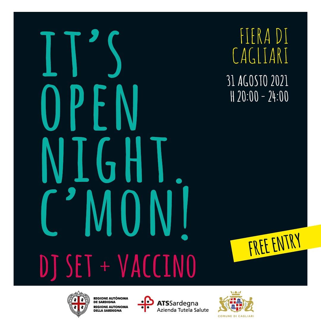 Tutto pronto a Cagliari per l’open night con dj set: #vaccinati, giovani insieme contro il Covid