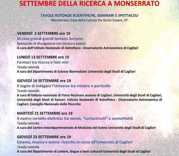 “Settembre della ricerca a Monserrato”, via agli eventi scientifici e culturali promossi dall’Università di Cagliari
