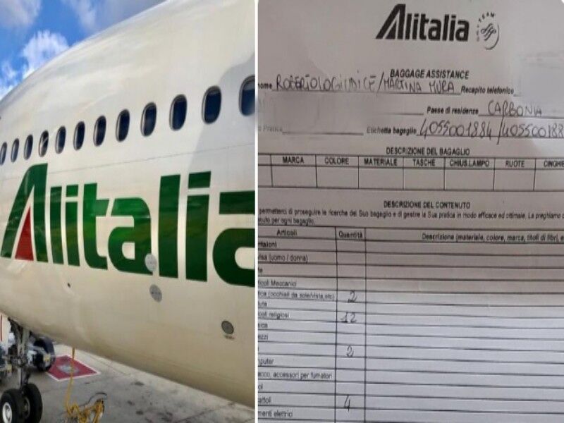 “Odissea Alitalia, bagagli per Elmas lasciati a Fiumicino e ore buttati all’aeroporto per i reclami”