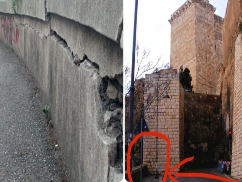 Cagliari, paura a Castello: “Il muro della scuola Mereu si sta inclinando verso lo strapiombo”