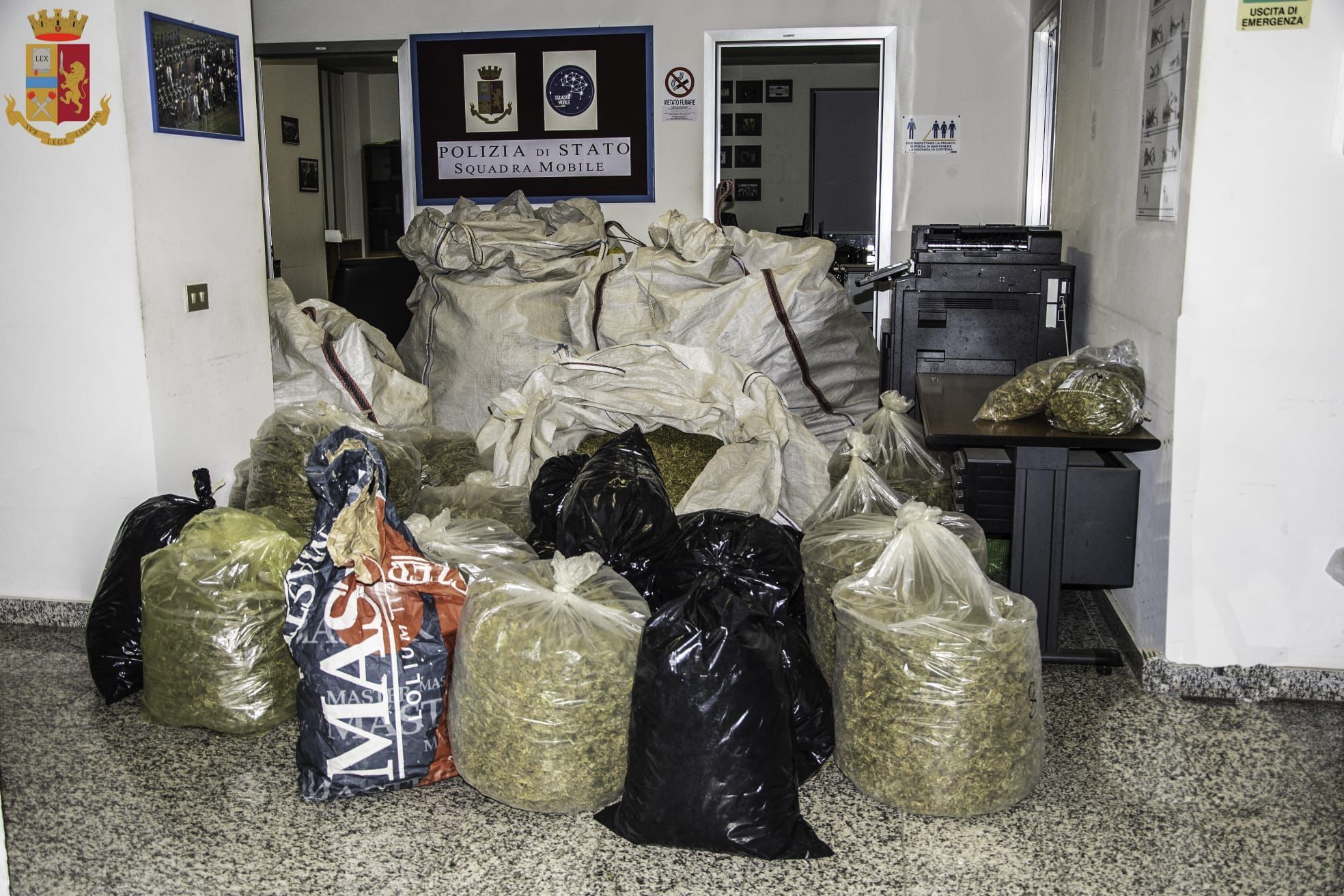 Maxi operazione antidroga a Oristano: sequestrato oltre un quintale e mezzo di marijuana