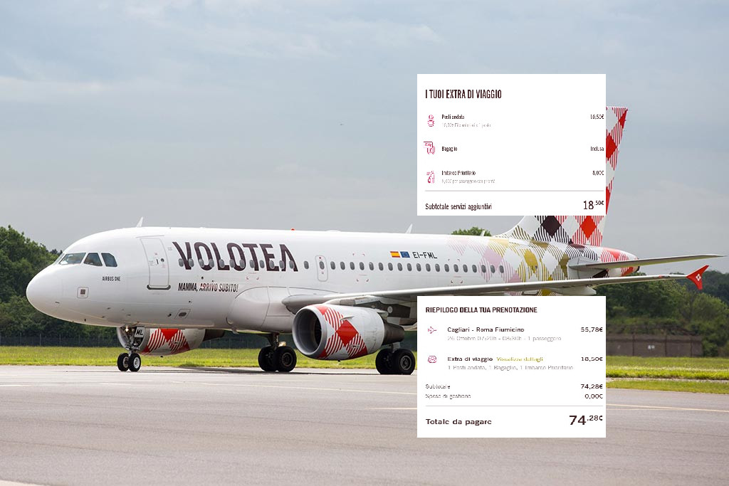 Volotea, in Sardegna voli puntuali ma niente sconti sugli “extra”: il posto riservato e l’imbarco prioritario si pagano