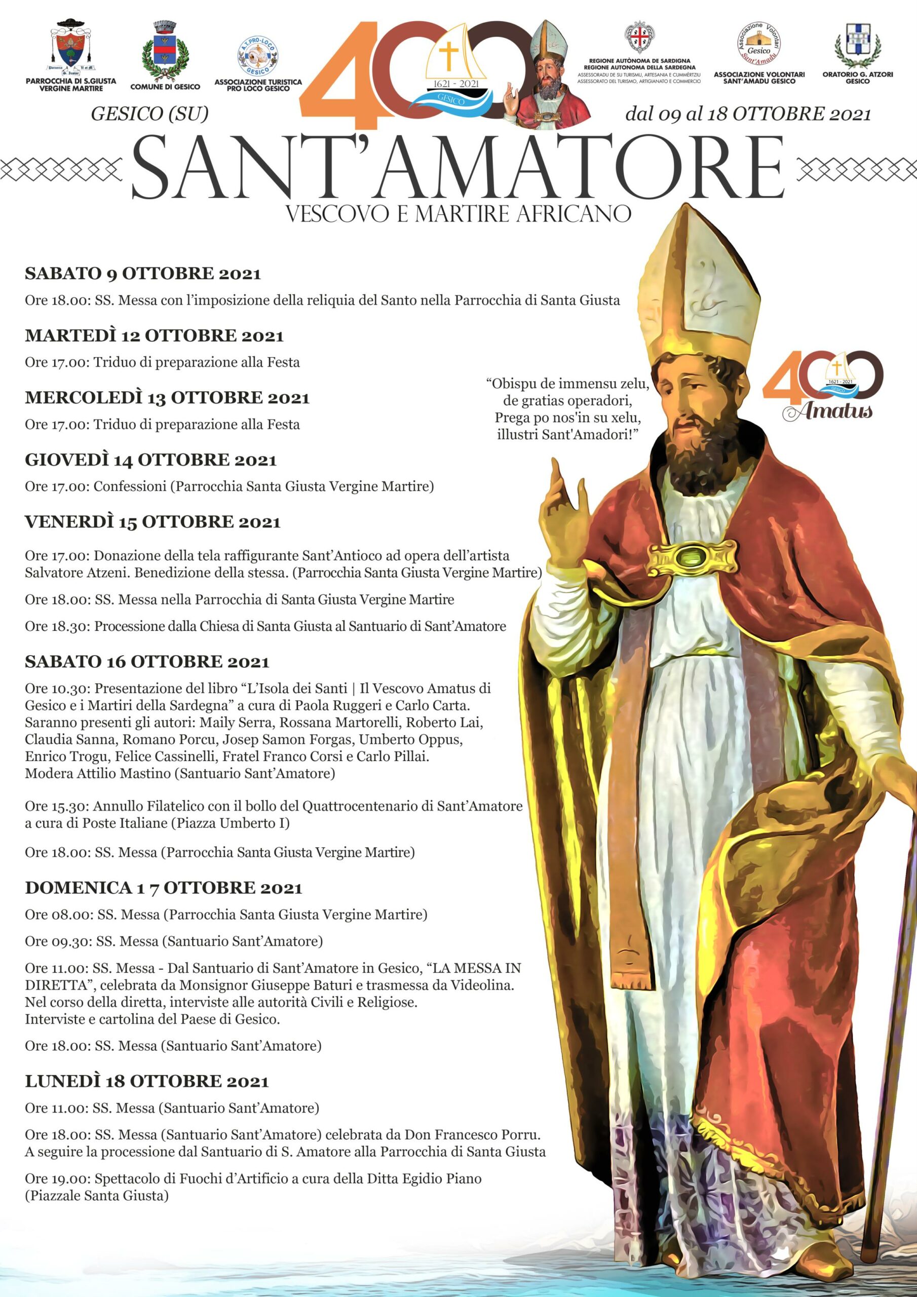 Gesico, dal 15 al 18 ottobre il paese in festa per i 400 anni di Sant’Amatore