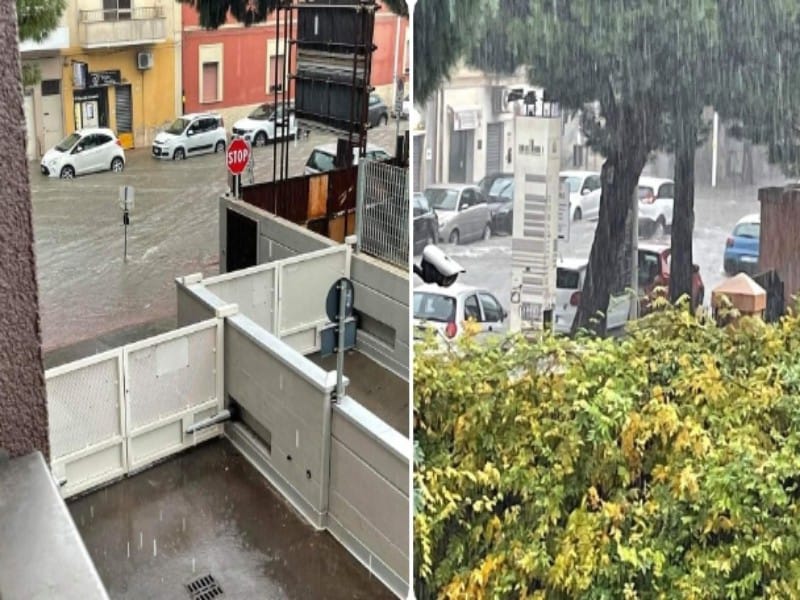 Temporale su Cagliari, strade come fiumi a Pirri e fogne ko in tutto il centro storico