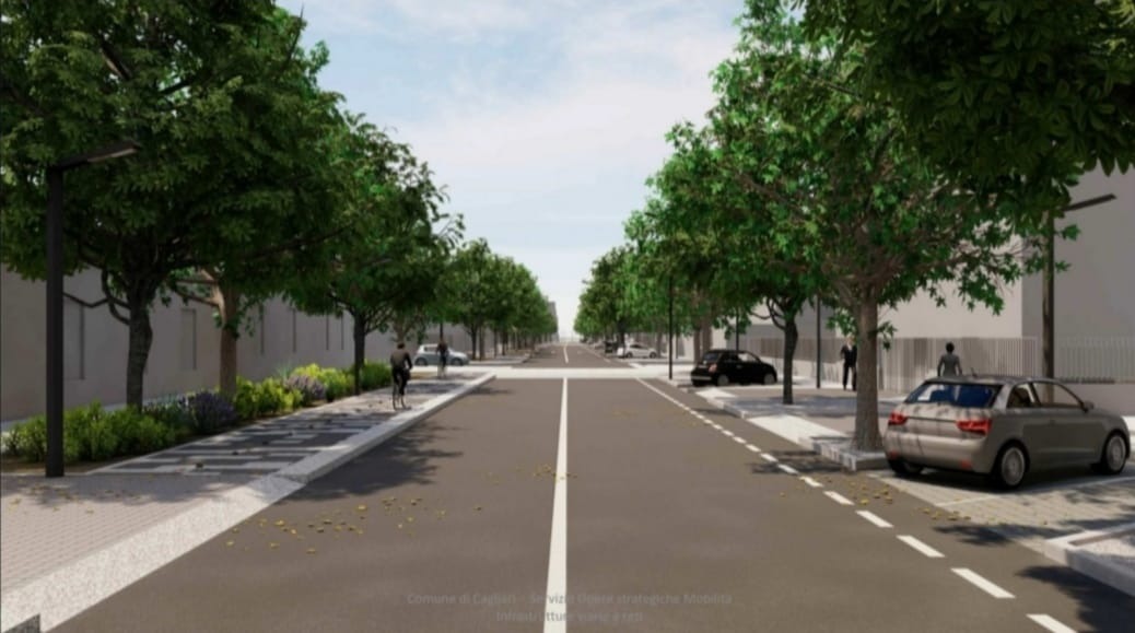 Cagliari, pista ciclabile e rotatoria: ecco il nuovo look per viale Trieste