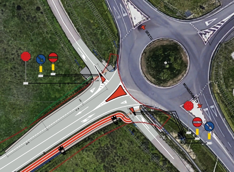 Monserrato, luci e cordoli nella nuova rotonda dello svincolo di Is Corrias: 200mila euro per renderla più sicura