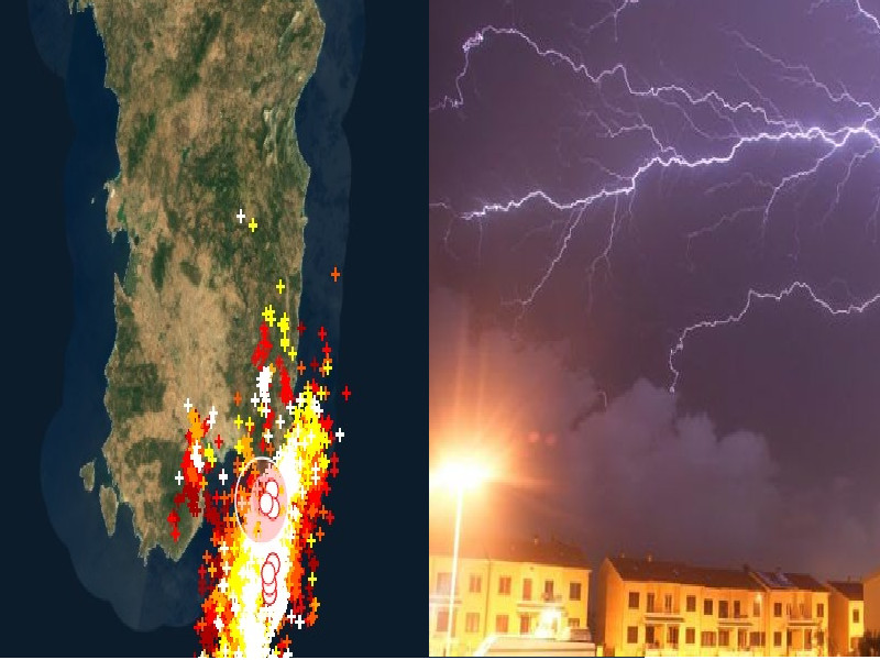 Tempesta di fulmini su Cagliari e temporali nel sud Sardegna, l’allerta arancione non concede tregua