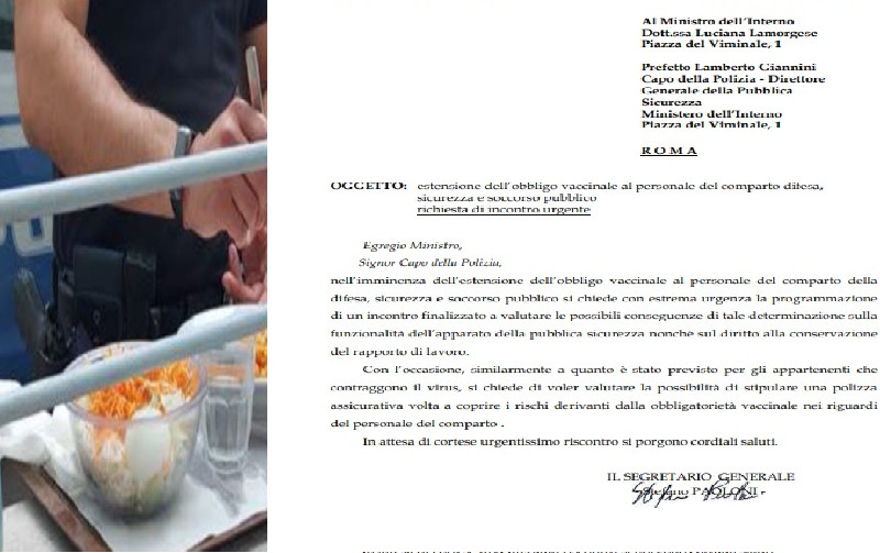 Vaccino obbligatorio anche per i poliziotti sardi, sos alla ministra: “Dateci una polizza assicurativa contro i rischi”
