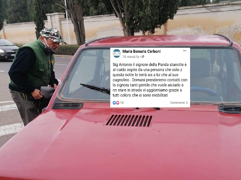 Antonio non piange più, il giardiniere 62enne di Cagliari ha trovato un alloggio temporaneo: “Al caldo col suo cagnolino”