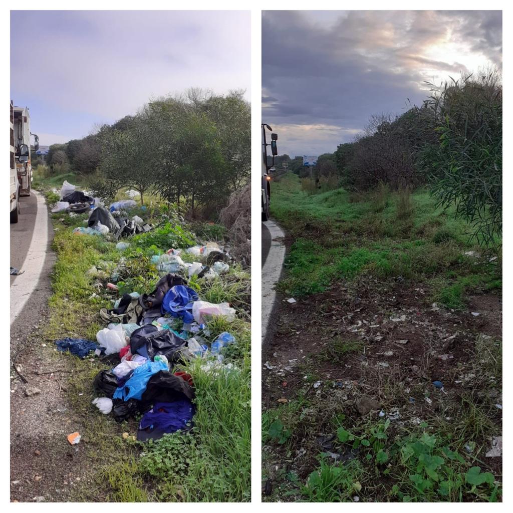 Cafoni scatenati sulla Sulcitana, rimosse 10 tonnellate di rifiuti abbandonati tra Cagliari e Capoterra