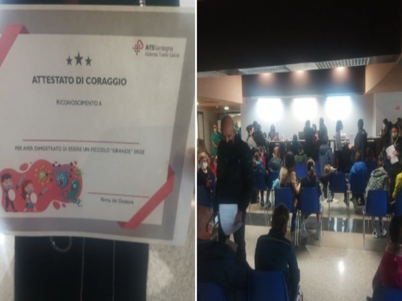 Cagliari, primi vaccini Covid ai bambini con decine di genitori in fila alla Fiera: “Così li proteggiamo”