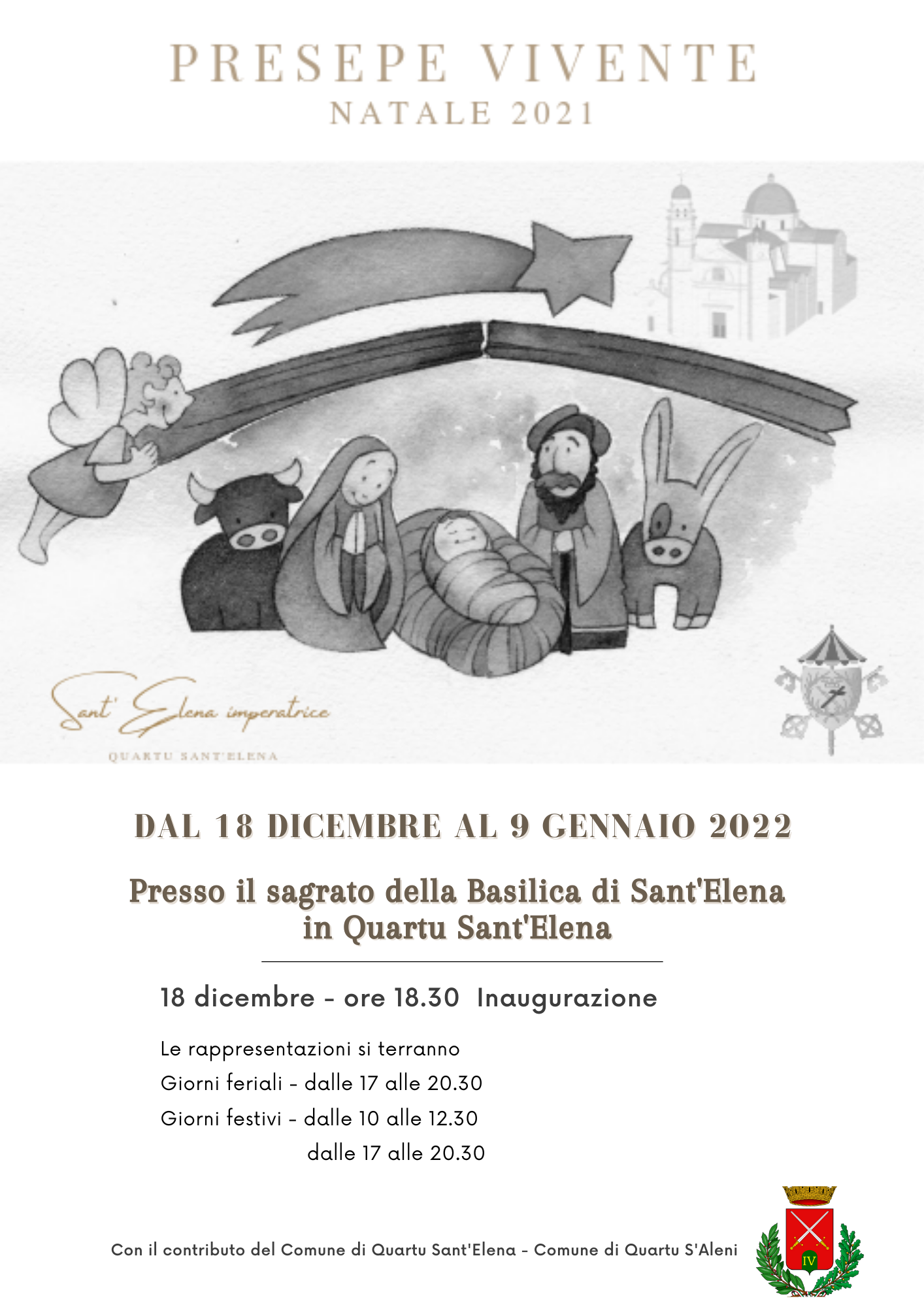 Quartu, un presepe vivente sul sagrato della Basilica di Sant’Elena
