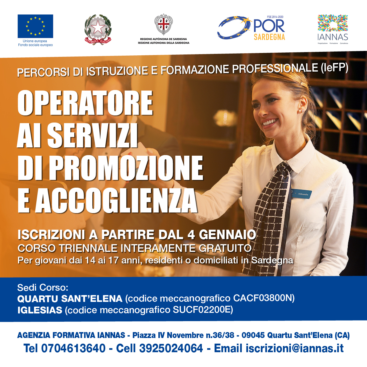 Sardegna, un corso gratuito triennale per Operatore ai servizi di promozione e accoglienza”