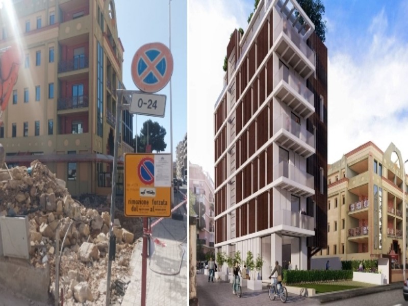 Cagliari, le ruspe cancellano la palazzina della pizzeria Isola: in via Tuveri appartamenti di lusso