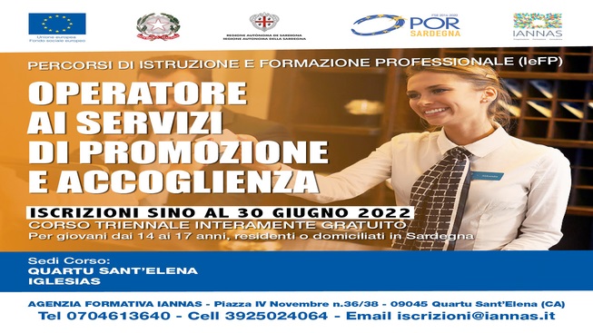 Iannas, percorso gratuito per operatore ai servizi di promozione e accoglienza: riaperte le iscrizioni