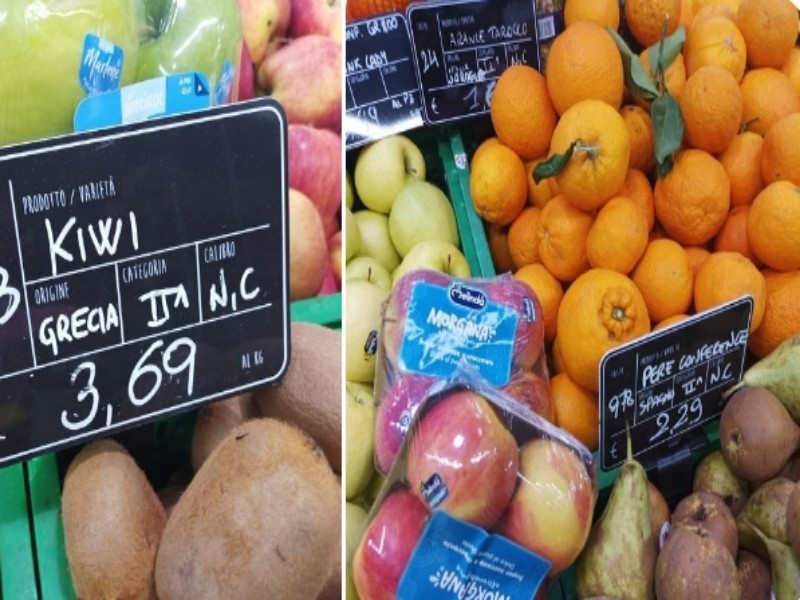 A Cagliari la frutta diventa un lusso: pere a 2,20 euro e anche 3,69 per un chilo di kiwi