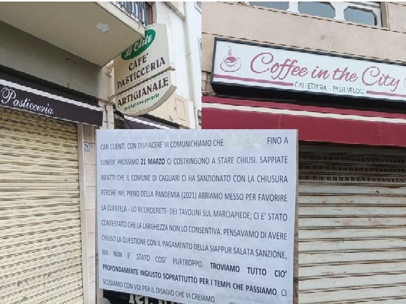 Maxi stangata per due bar a Cagliari: “Multa e chiusura per i tavolini esterni, così aiutate le imprese?”