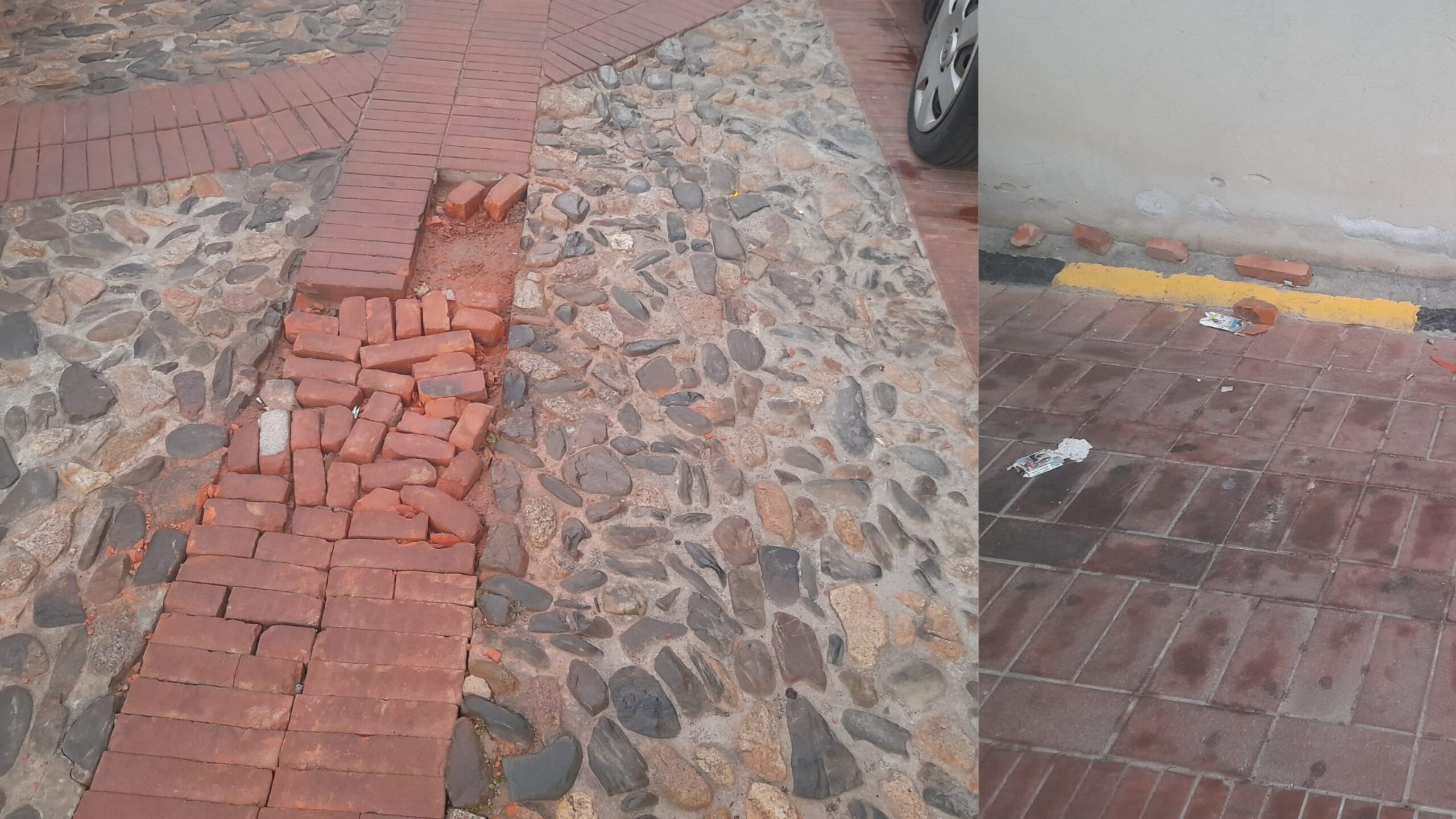 Buche e mattonelle rotte ad Assemini, Garau: “Le strade sono un campo di battaglia”