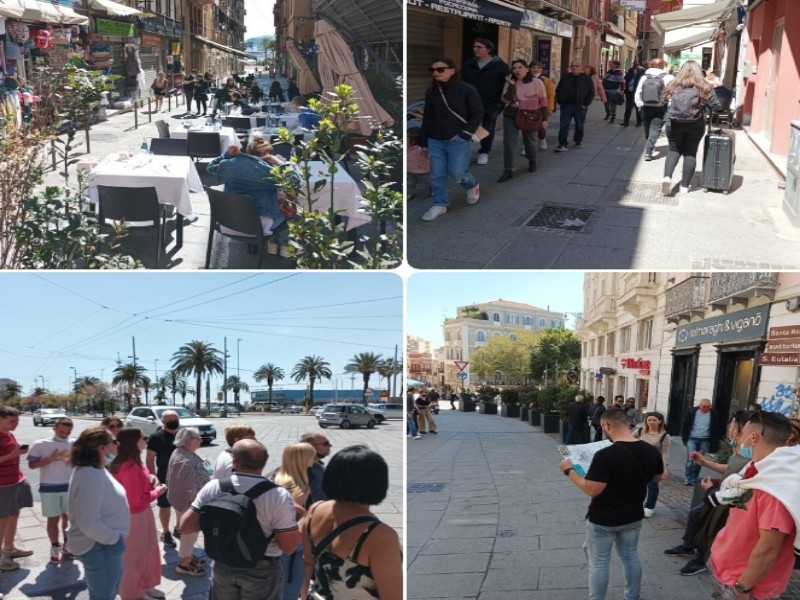 Cagliari, affari d’oro per negozianti e ristoratori a Pasquetta: migliaia di turisti invadono la città (VIDEO)