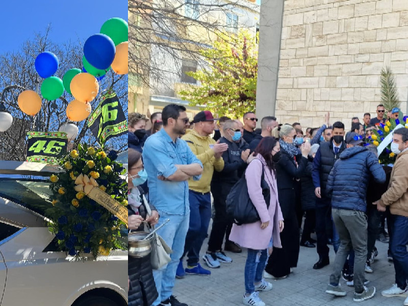 Le bandiere di Valentino Rossi, le rose e le lacrime: l’addio commosso di Monserrato a Jonathan Pireddu