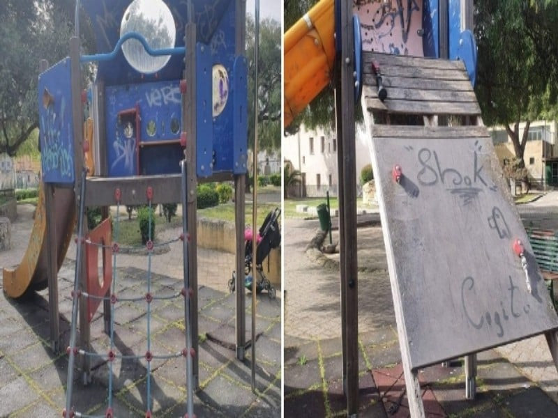 “Giochi rotti, pavimento spaccato e tanti pericoli: a Quartu il parco Matteotti è inagibile”