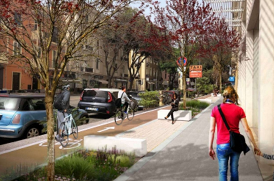 Cagliari, panchine e tavolini nella nuova via Dante: “La pista ciclabile sollevata e attaccata al marciapiede”