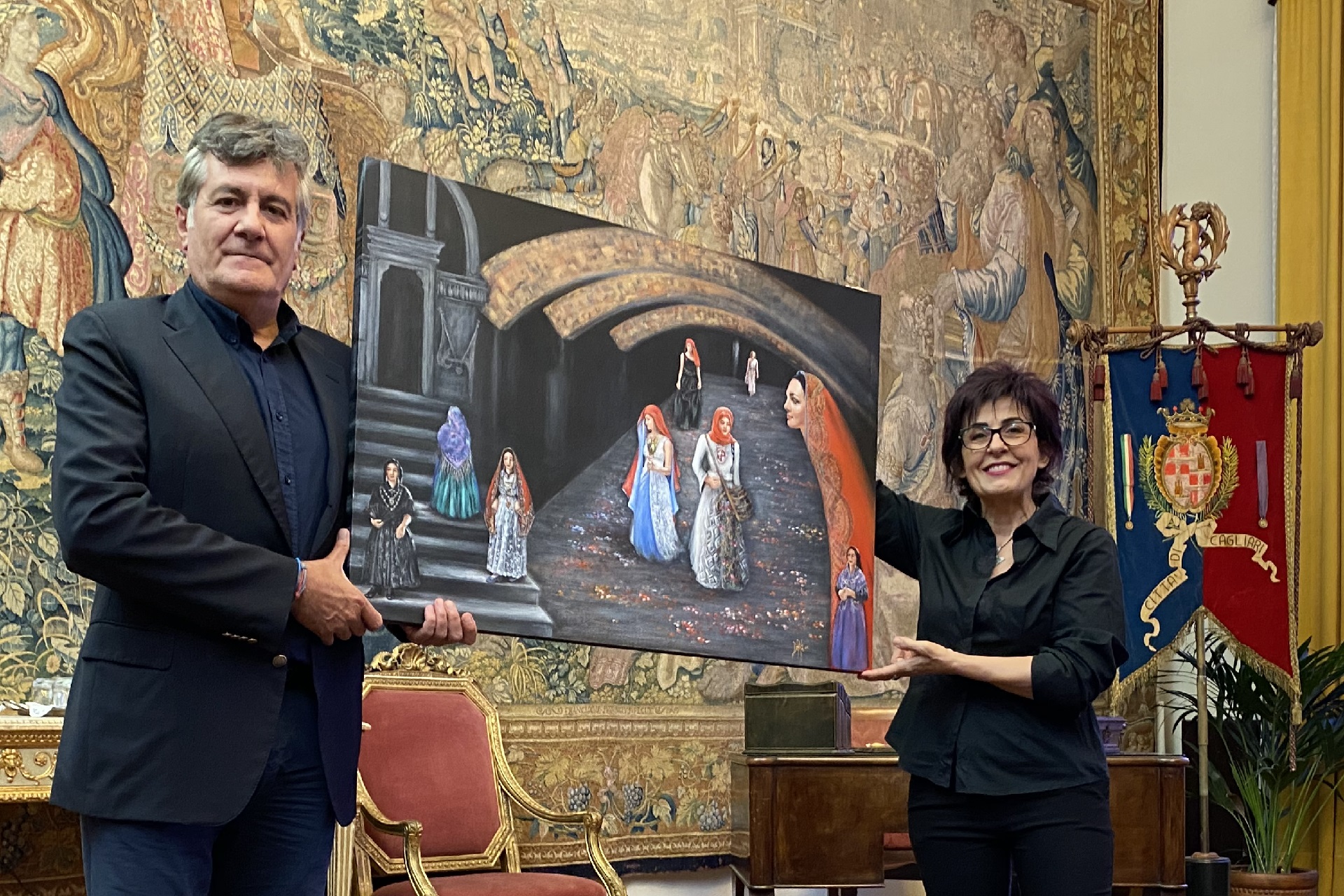 Cagliari, colori di Sardegna protagonisti: l’artista Derita dona un dipinto al Comune