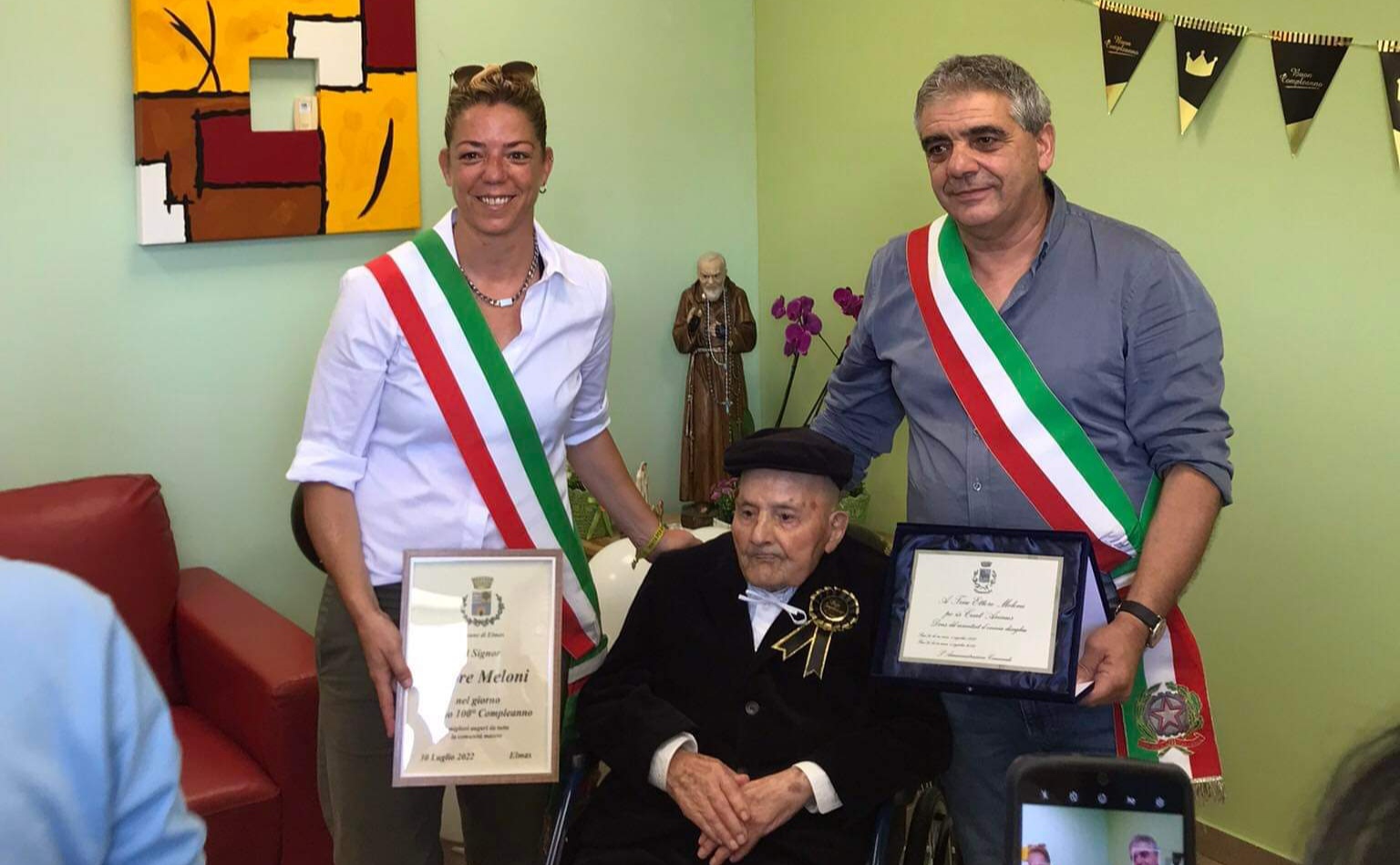 Festa a Elmas per i cento anni di Ettore Meloni: “È sopravissuto alla tragedia di Marcinelle e al Covid”