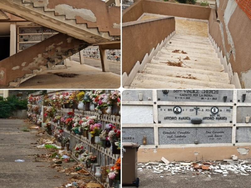 Cagliari, devastazione al cimitero: “Cade a pezzi, chi ci governa viene a trovare i suoi cari?”
