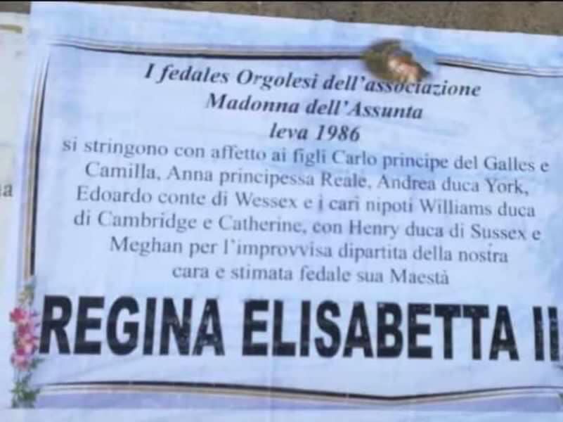 Manifesti funebri per la Regina, dal cuore della Sardegna l’abbraccio alla famiglia