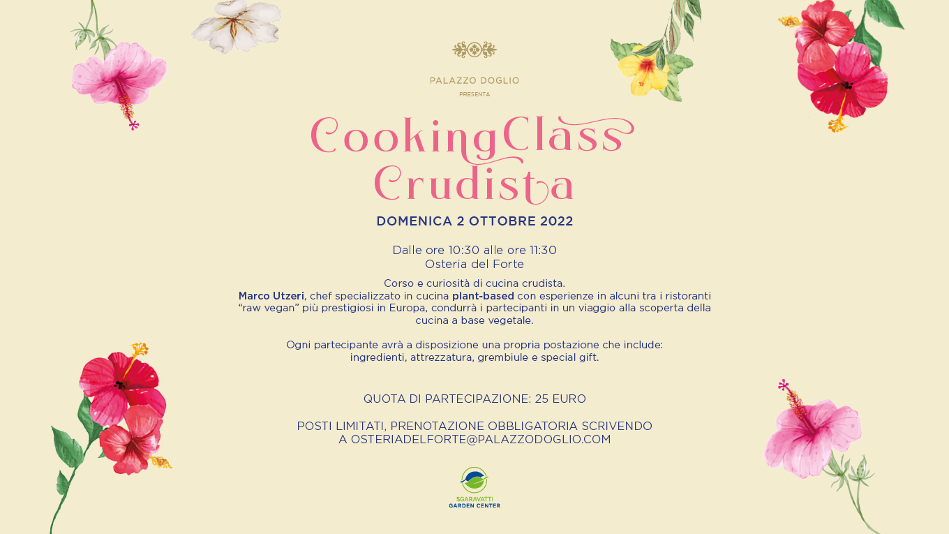 Cucina crudista e laboratorio floreale per bambini, doppio appuntamento domenica a Palazzo Doglio