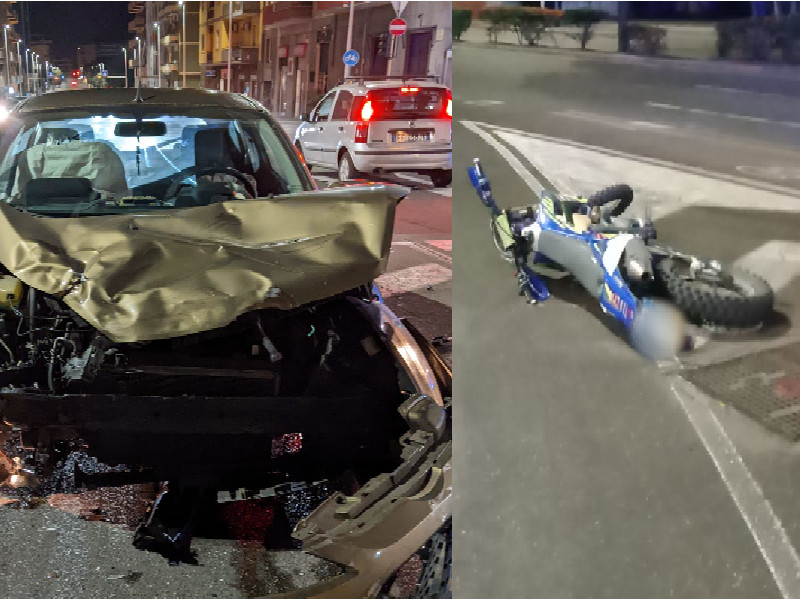 Cagliari, incidente nella notte in via dei Giudicati: “Travolto da una moto, ma sono passato col verde”