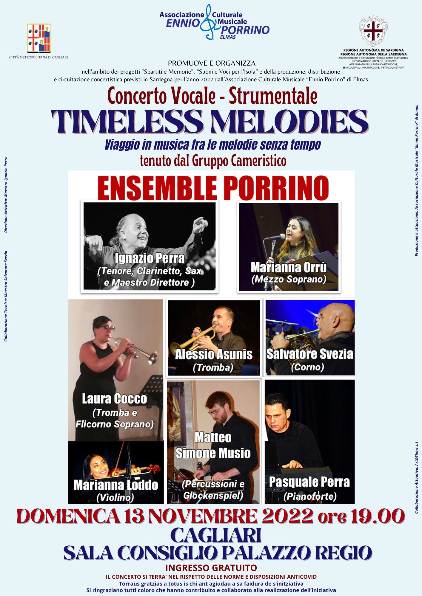 Cagliari, Concerto Vocale Strumentale “Timeless Melodies” a Palazzo Regio