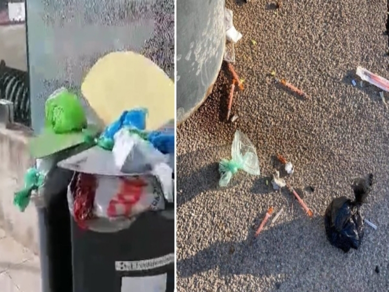 Siringhe tra i giochi e rifiuti ovunque, piazza delle Aquile a Pirri immersa nel degrado (VIDEO)
