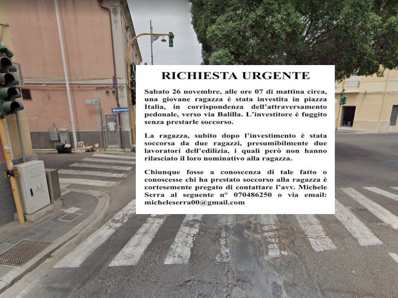 Studentessa travolta sulle strisce a Pirri viva per miracolo: “Aiutateci a rintracciare i pirati della strada”