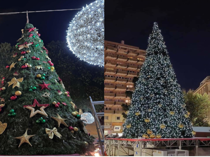 Cagliari, a 7 giorni dal Natale ecco i due maxi alberi