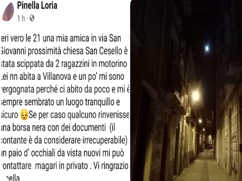 Cagliari, anziana scippata a Villanova: “Due giovani in motorino le hanno portato via 400 euro”