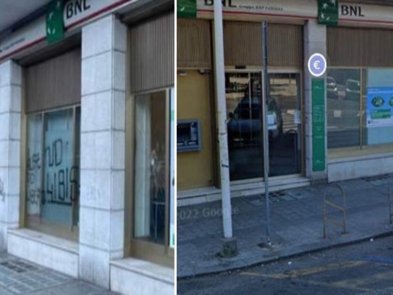 Anarchici scatenati a Cagliari, presa a martellate le vetrate di una banca