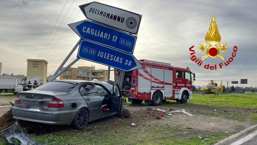 Cagliari, incidente sulla 130: una donna in codice rosso, un altro ferito in ospedale