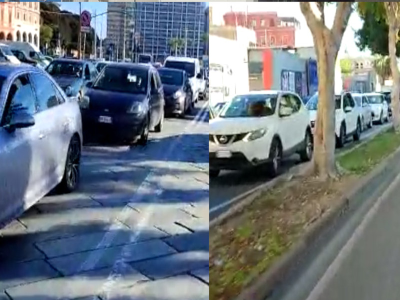 Cagliari, l’inferno dei lavori di Arst e Comune: code infinite da via Tuveri a via Roma (VIDEO)